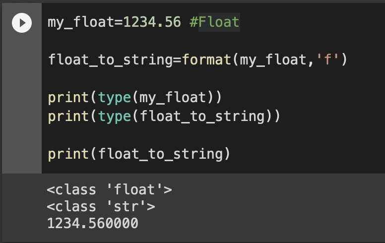 Python Float to String using format